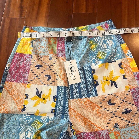 New NWT Cider Patchwork Pants Multicolor Lightweight Straight Leg Side Zip Sz M - Picture 6 of 8